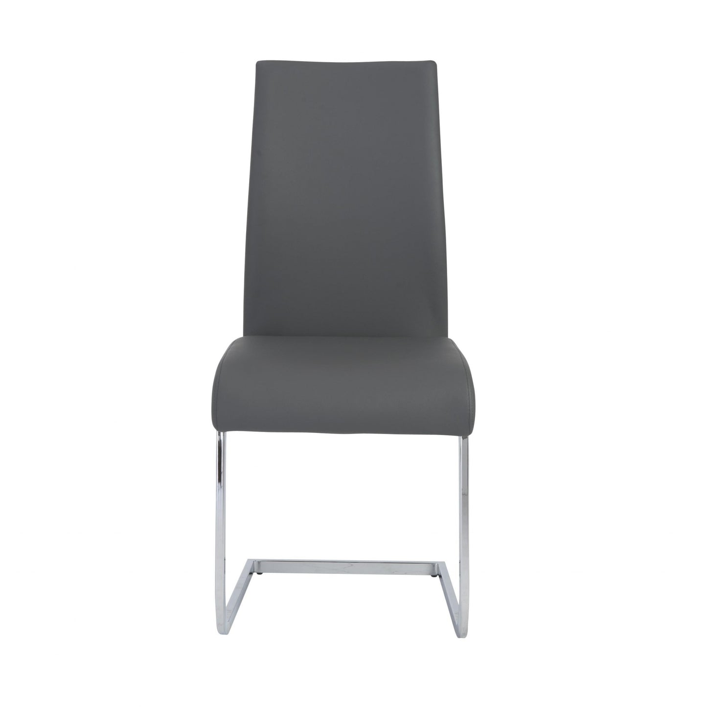 Gray Faux Faux Leather Long Back Cantilever Chairs - Set of 4