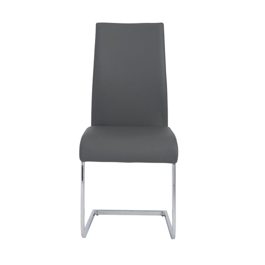 Gray Faux Faux Leather Long Back Cantilever Chairs - Set of 4