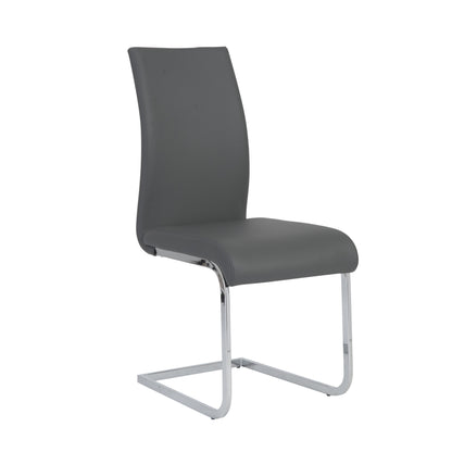 Gray Faux Faux Leather Long Back Cantilever Chairs - Set of 4