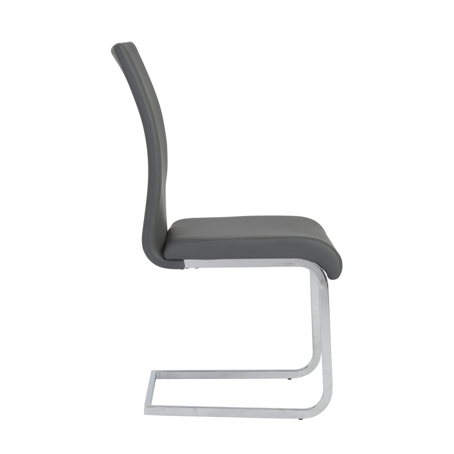 Gray Faux Faux Leather Long Back Cantilever Chairs - Set of 4
