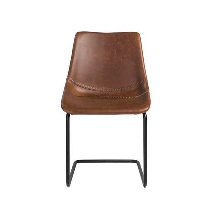 Brown Faux Faux Leather Black Cantilever Chairs - Set of 2