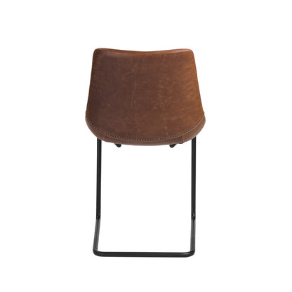 Brown Faux Faux Leather Black Cantilever Chairs - Set of 2