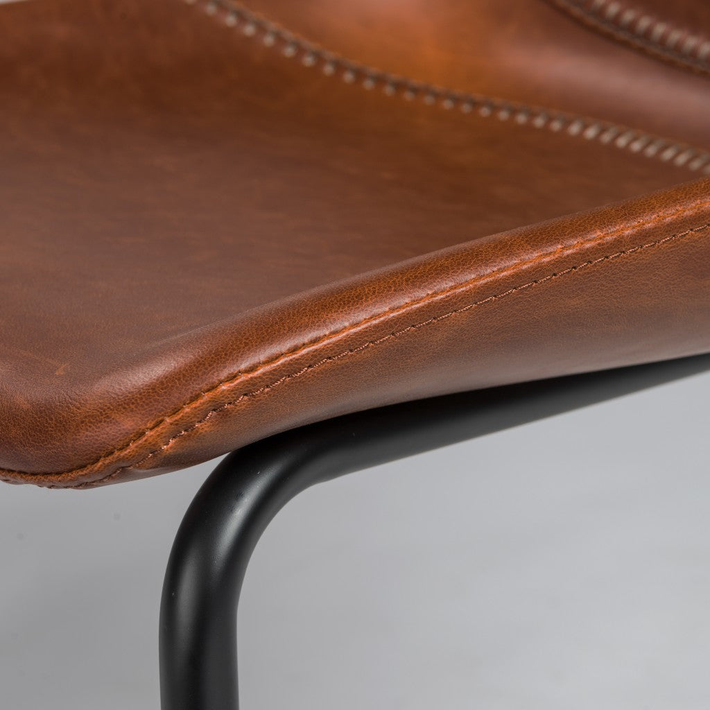 Brown Faux Faux Leather Black Cantilever Chairs - Set of 2