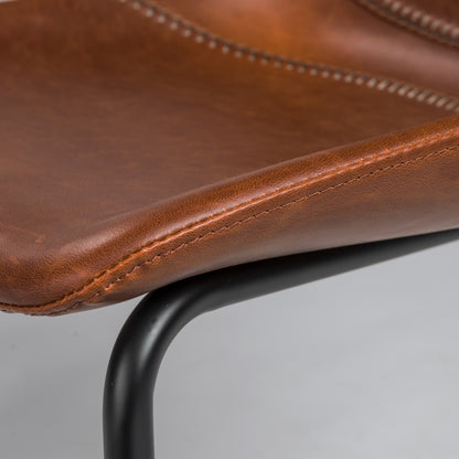 Brown Faux Faux Leather Black Cantilever Chairs - Set of 2