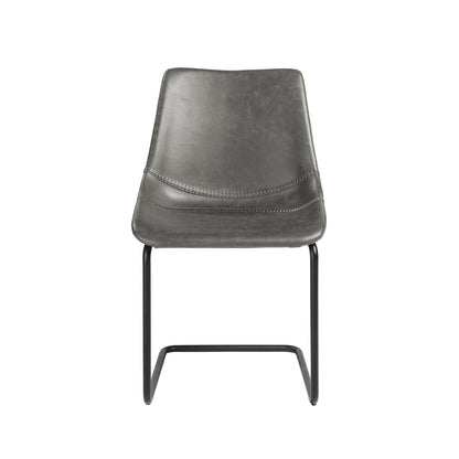 Gray Faux Faux Leather Black Cantilever Chairs - Set of 2