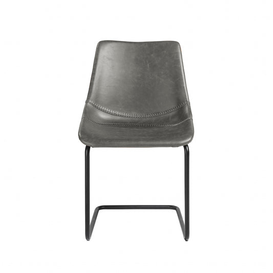 Gray Faux Faux Leather Black Cantilever Chairs - Set of 2