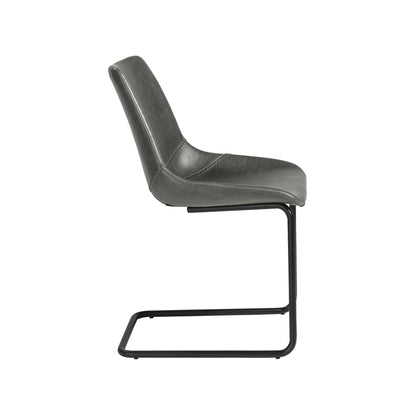 Gray Faux Faux Leather Black Cantilever Chairs - Set of 2