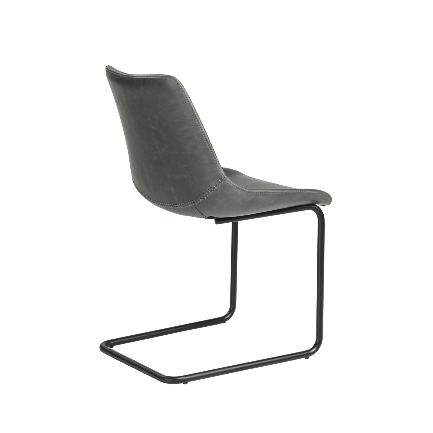 Gray Faux Faux Leather Black Cantilever Chairs - Set of 2