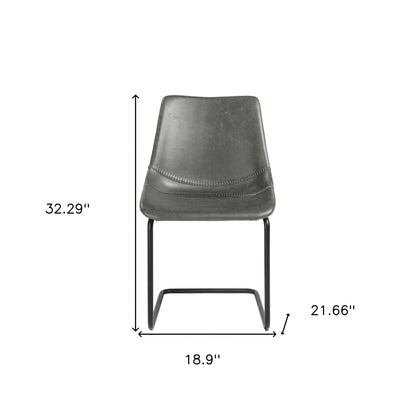 Gray Faux Faux Leather Black Cantilever Chairs - Set of 2