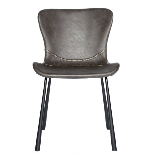 Dark Gray Faux Faux Leather Side Chairs - Set of 2
