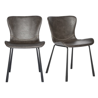 Dark Gray Faux Faux Leather Side Chairs - Set of 2