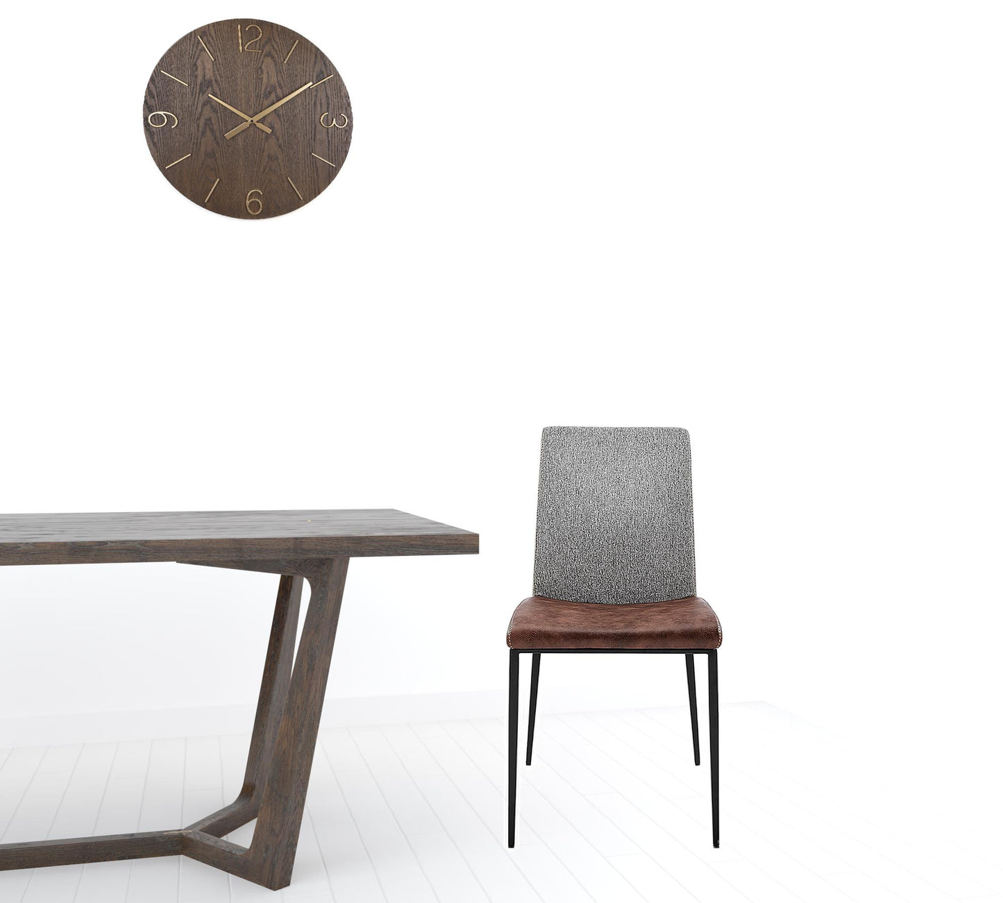 Brown & Light Gray Stainless Steel Chairs - Set of 2