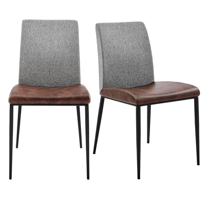 Brown & Light Gray Stainless Steel Chairs - Set of 2