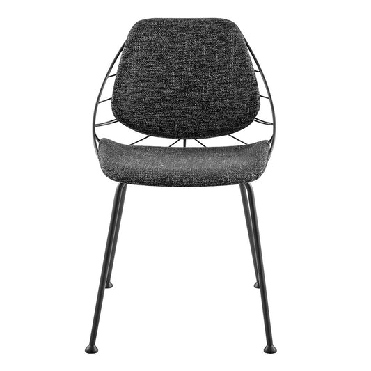 Leaf Dark Gray Fabric & Black Dining Chairs - Set of 2