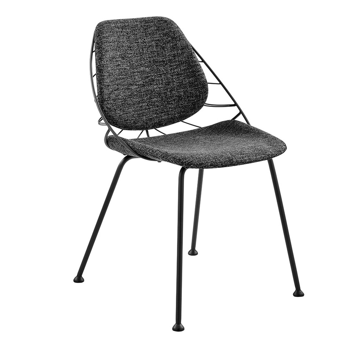 Leaf Dark Gray Fabric & Black Dining Chairs - Set of 2