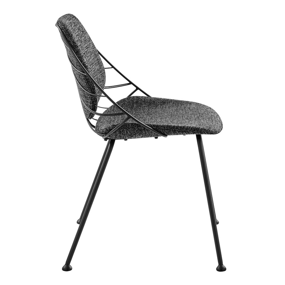 Leaf Dark Gray Fabric & Black Dining Chairs - Set of 2