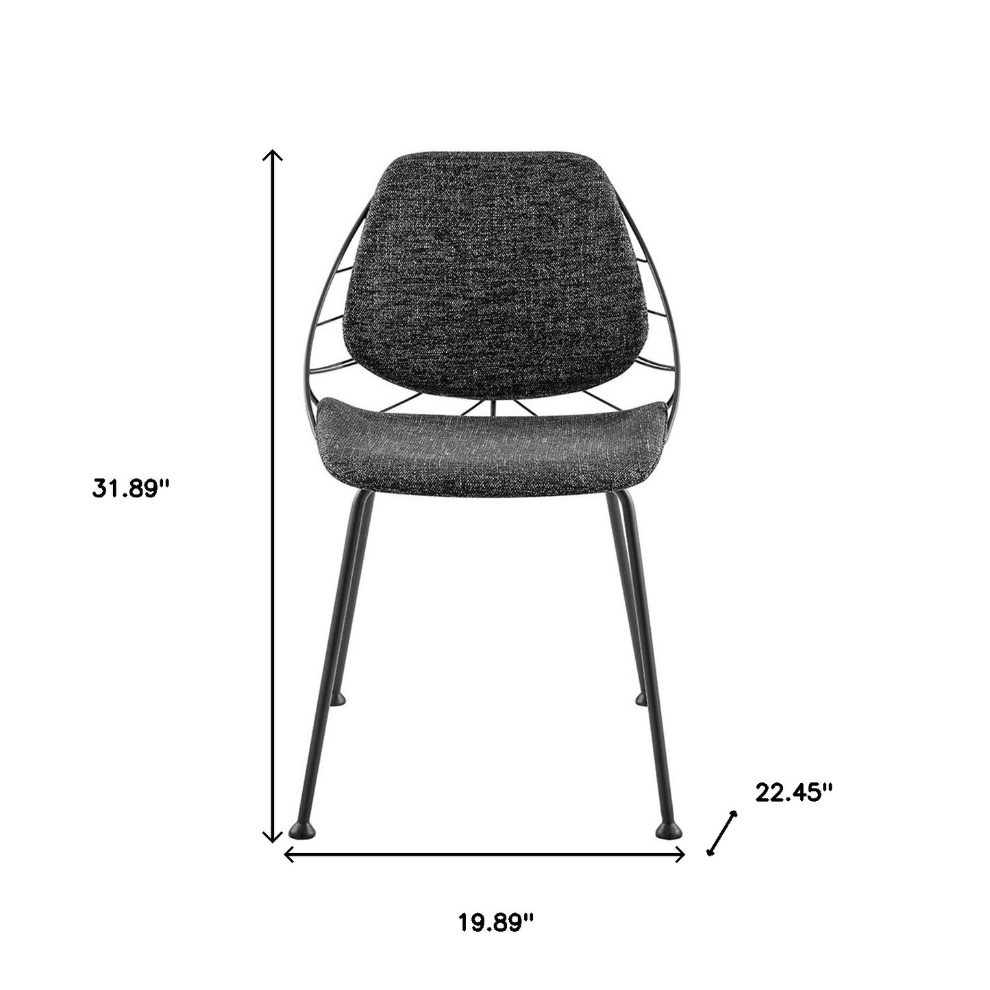 Leaf Dark Gray Fabric & Black Dining Chairs - Set of 2