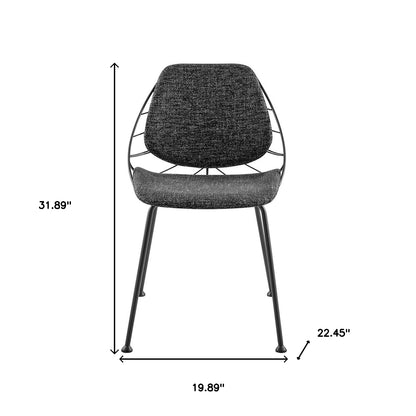 Leaf Dark Gray Fabric & Black Dining Chairs - Set of 2