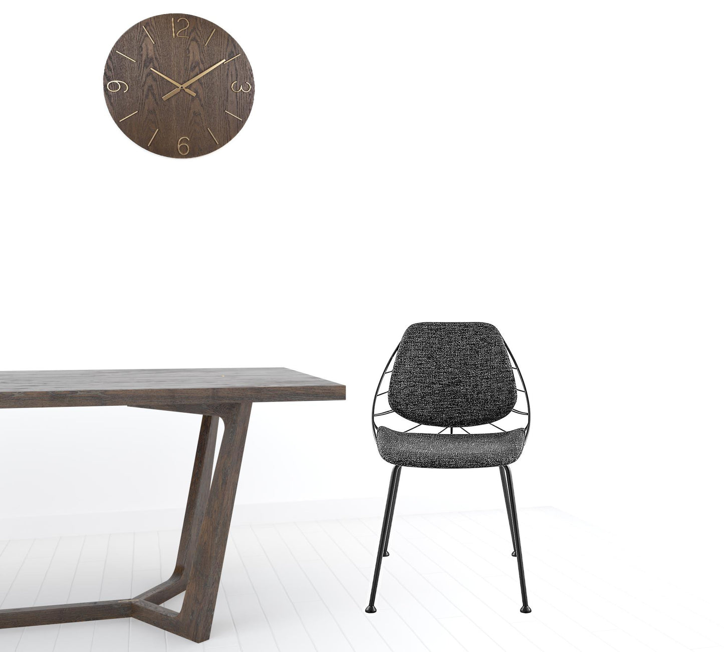 Leaf Dark Gray Fabric & Black Dining Chairs - Set of 2