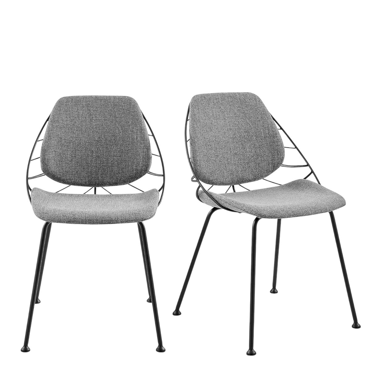 Light Gray & Black Fabric Dining Chair - Set of 2
