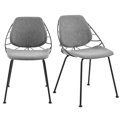 Light Gray & Black Fabric Dining Chair - Set of 2