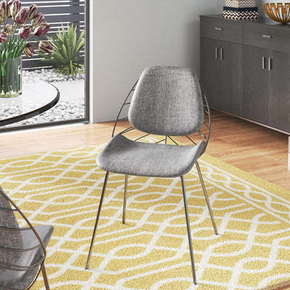 Light Gray & Black Fabric Dining Chair - Set of 2