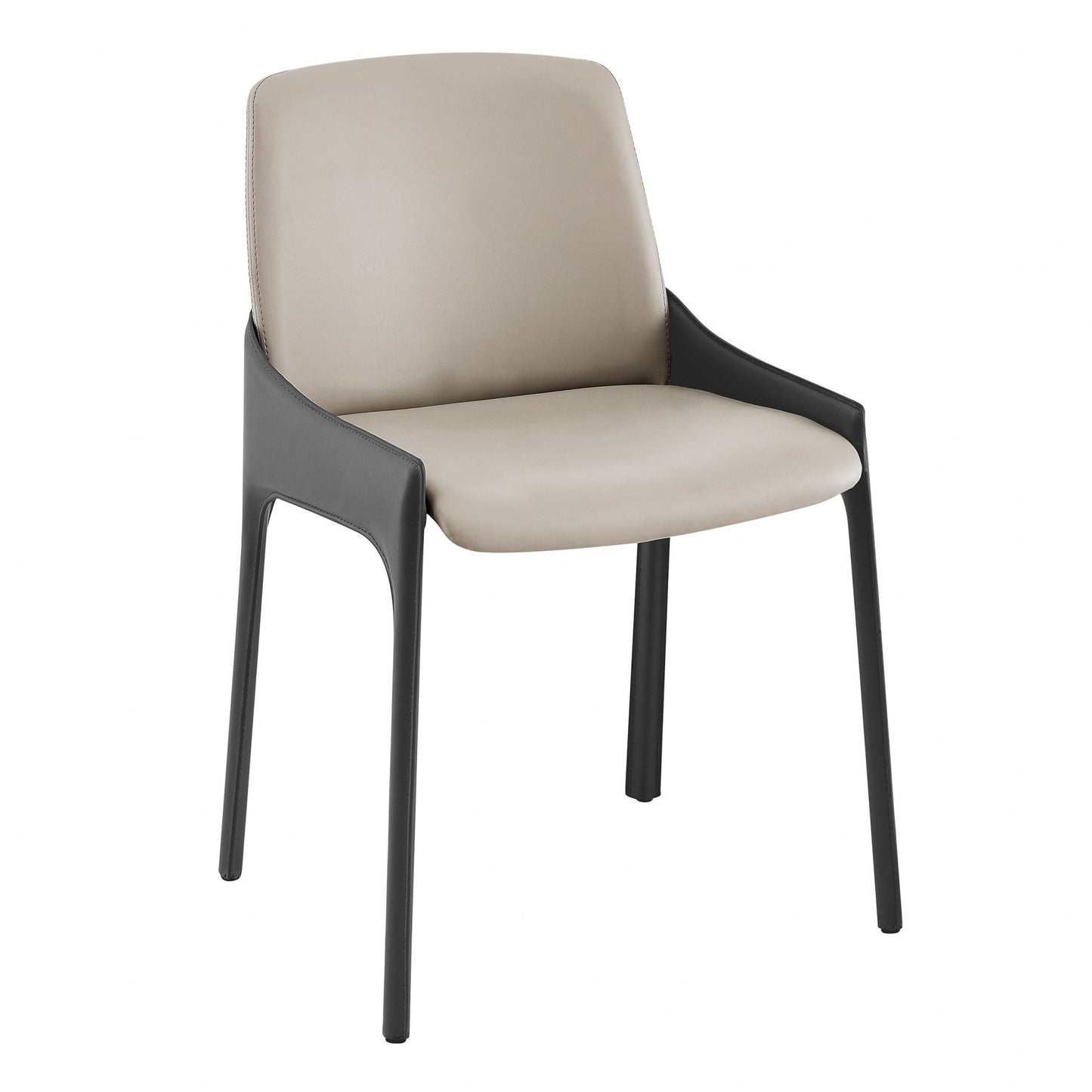 Light & Dark Gray Faux Faux Leather Side Chairs - Set of 2