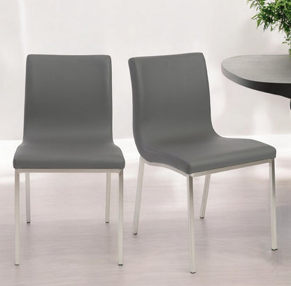 Gray & Silver Leather Dining Chair - Set of 2