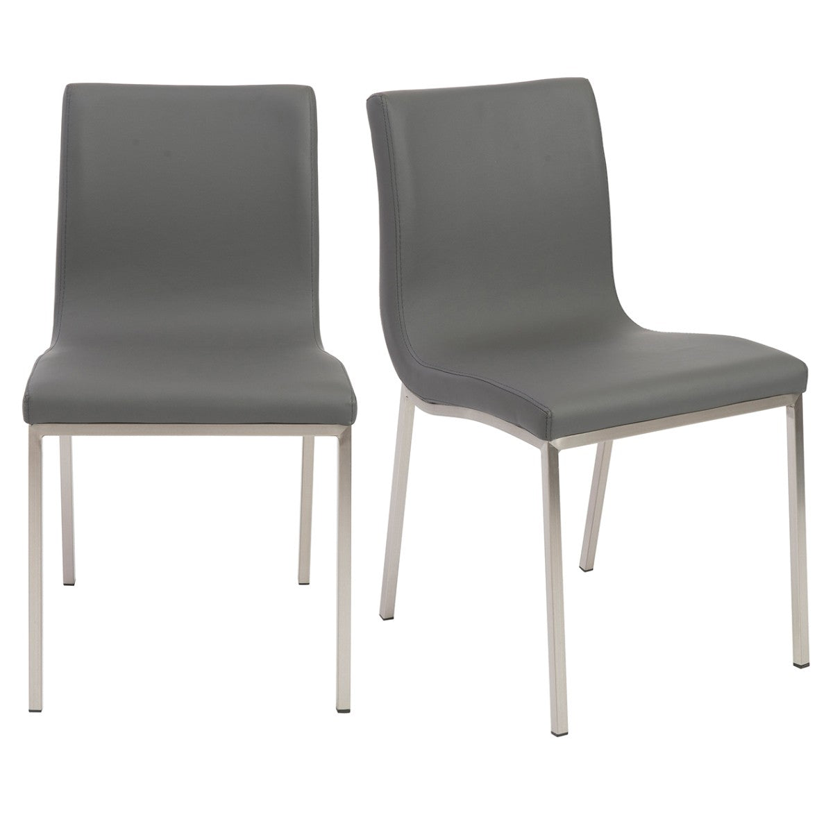 Gray & Silver Leather Dining Chair - Set of 2