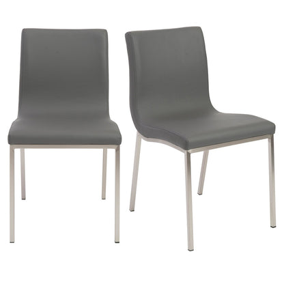 Gray & Silver Leather Dining Chair - Set of 2