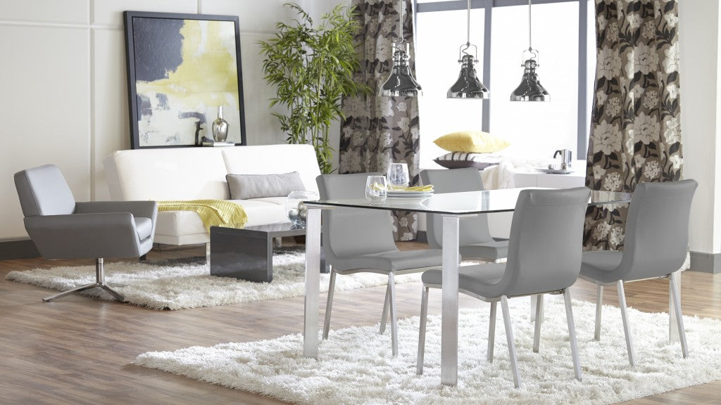 Gray & Silver Leather Dining Chair - Set of 2
