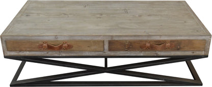 Rustic Handcrafted Natural Wood & Iron Coffee Table
