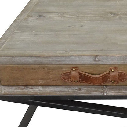 Rustic Handcrafted Natural Wood & Iron Coffee Table