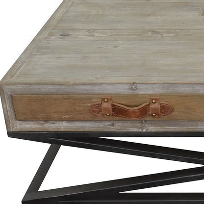 Rustic Handcrafted Natural Wood & Iron Coffee Table
