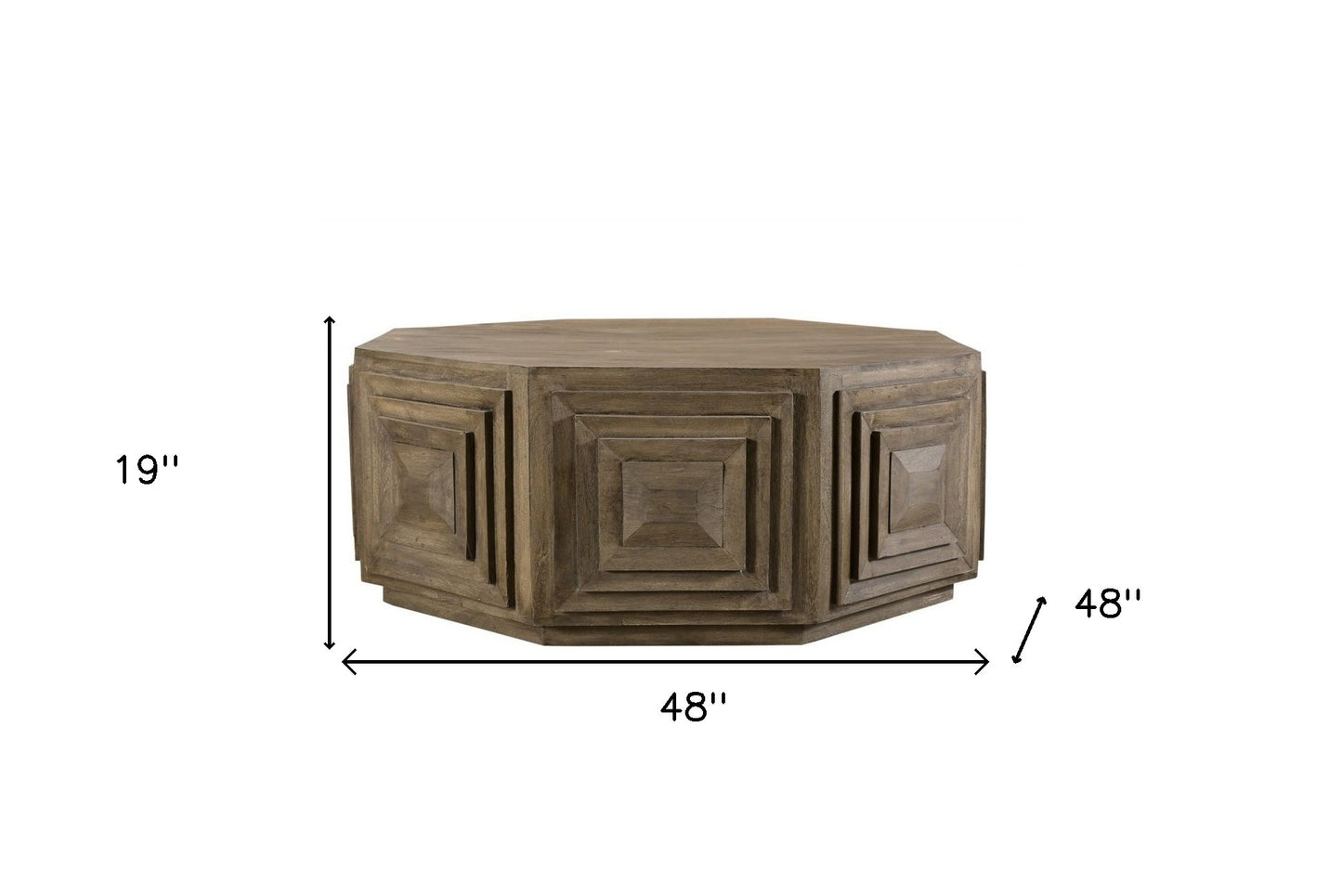 Octagonal Nested Square Carved Coffee Table image 6