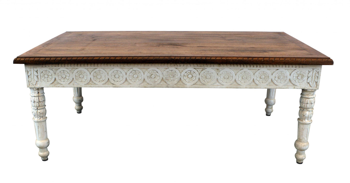 Brown & Ivory Solid Wood Coffee Table image 2