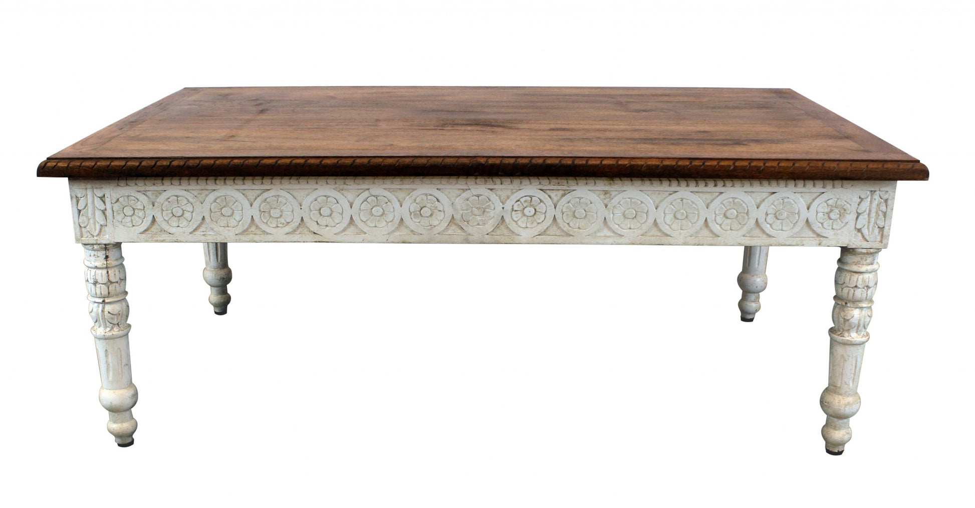 Brown & Ivory Solid Wood Coffee Table image 2