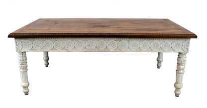 Brown & Ivory Solid Wood Coffee Table image 2