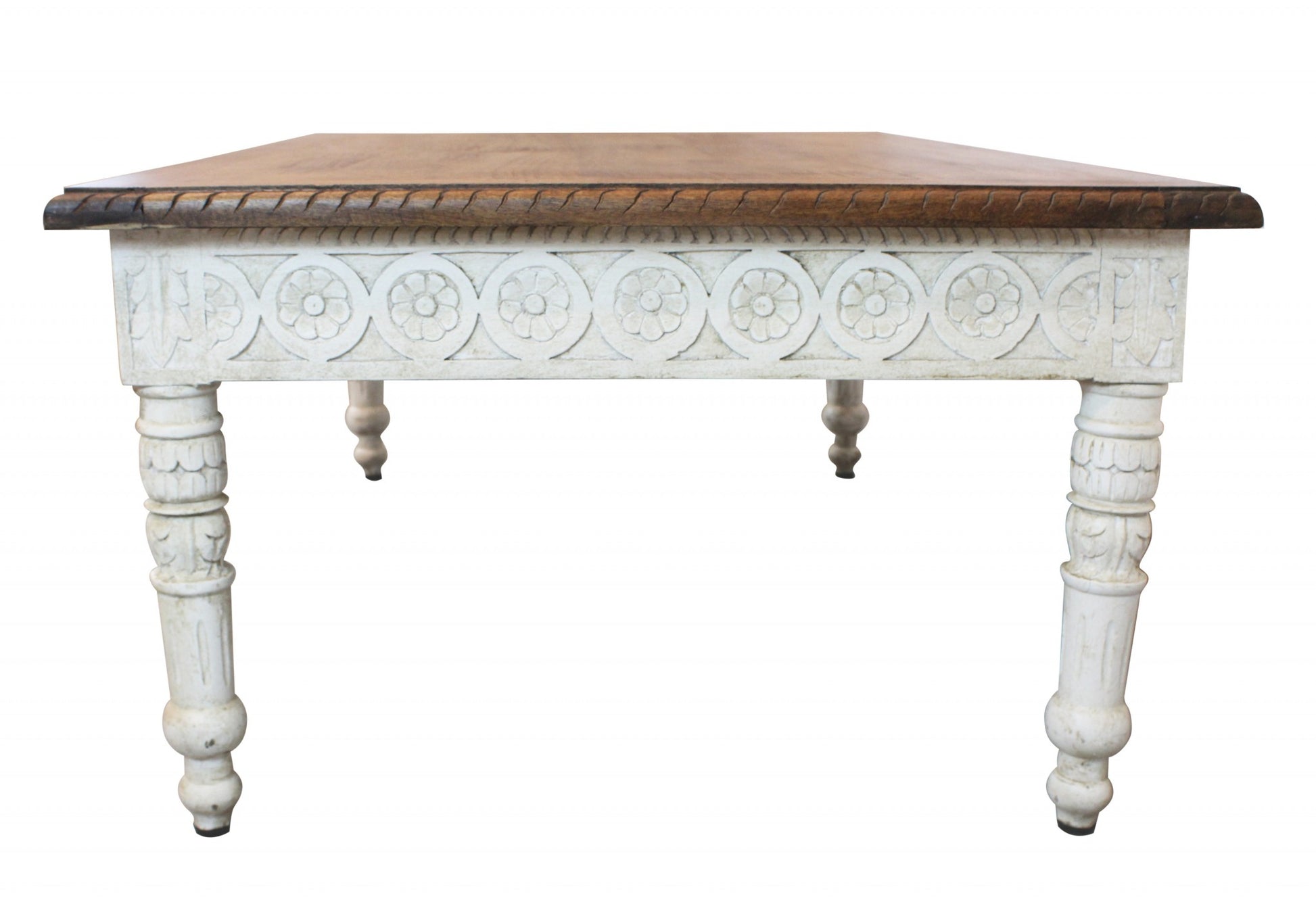 Brown & Ivory Solid Wood Coffee Table image 4