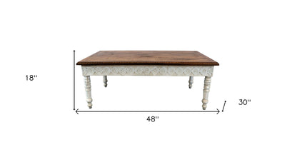 Brown & Ivory Solid Wood Coffee Table image 6
