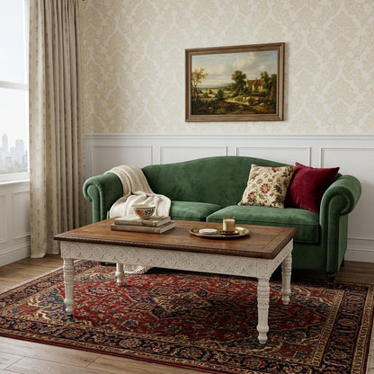 Brown & Ivory Solid Wood Coffee Table image 1