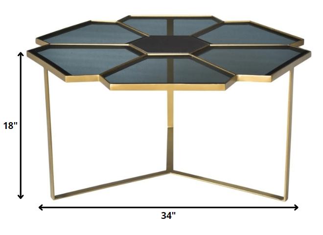 Black & Gold Glass & Iron Free Form Frame Coffee Table image 5