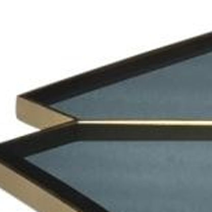 Black & Gold Glass & Iron Free Form Frame Coffee Table image 3