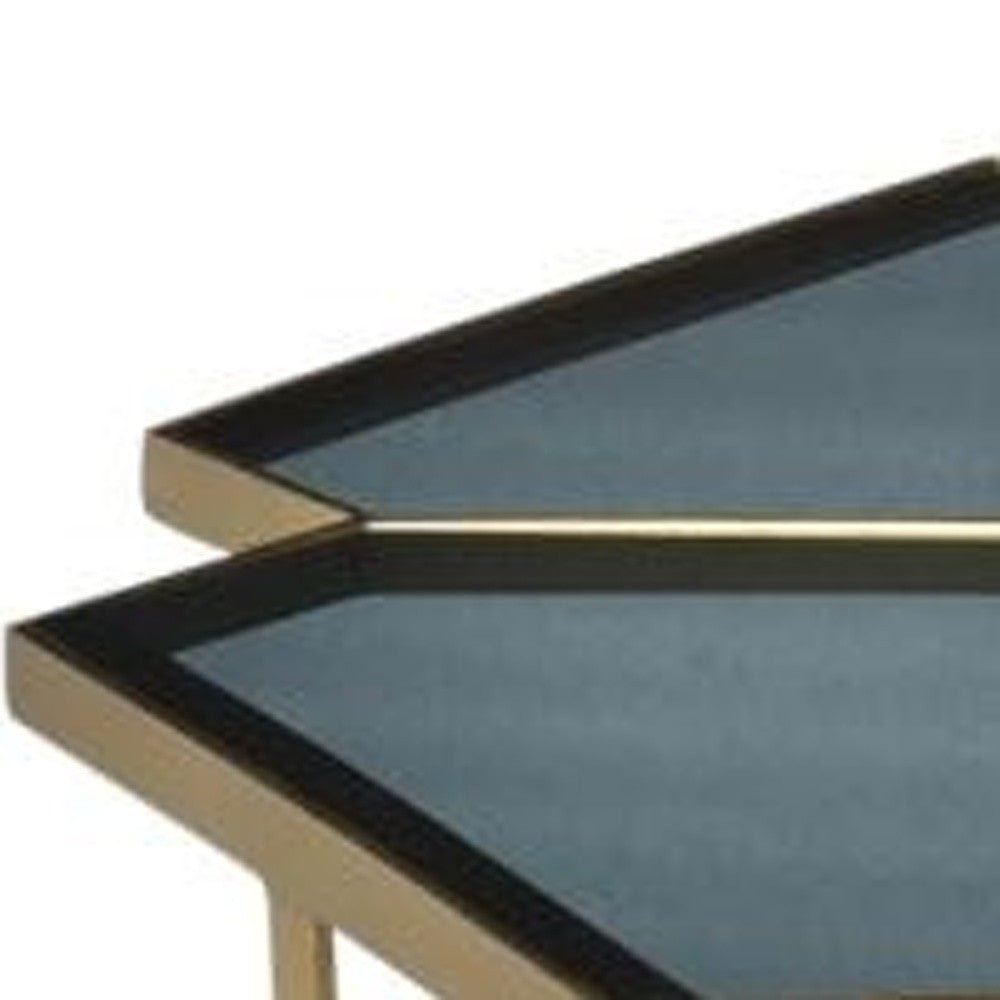 Black & Gold Glass & Iron Free Form Frame Coffee Table image 4