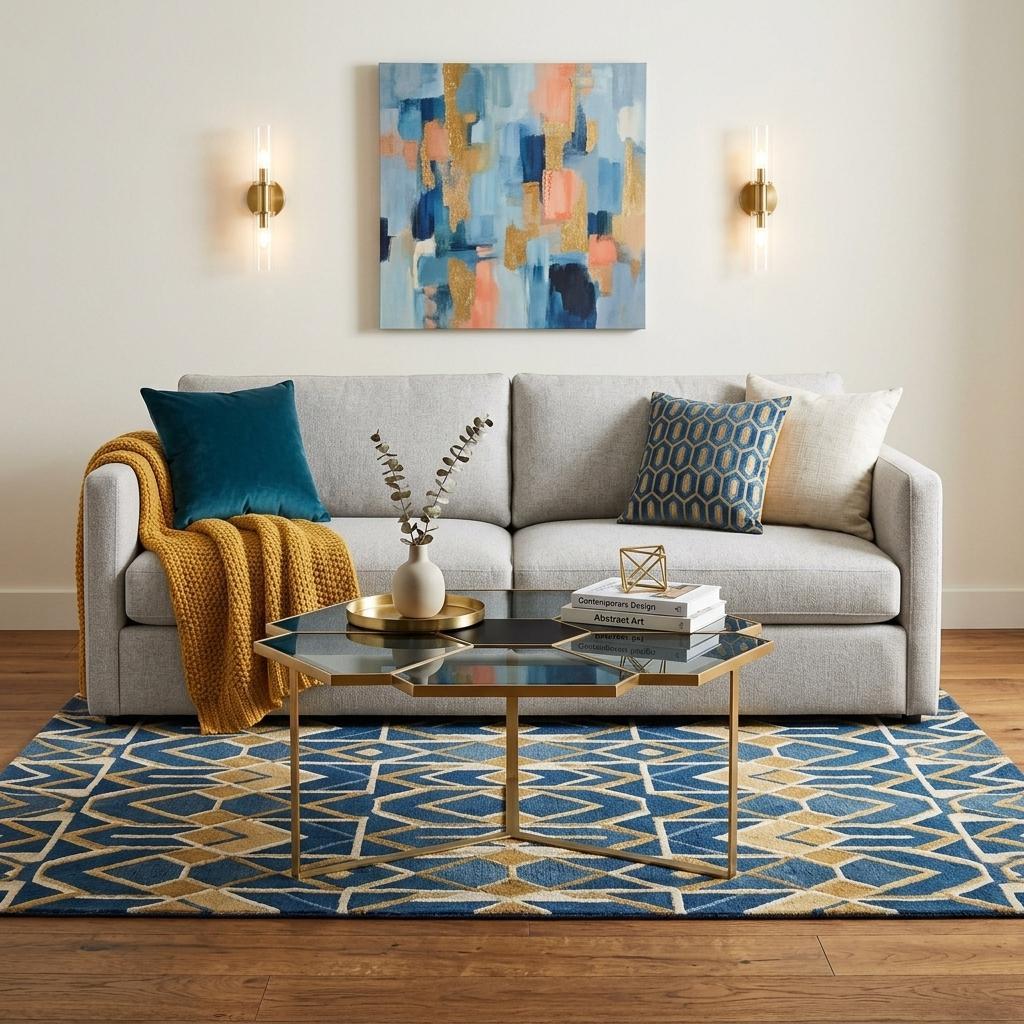 Black & Gold Glass & Iron Free Form Frame Coffee Table image 1