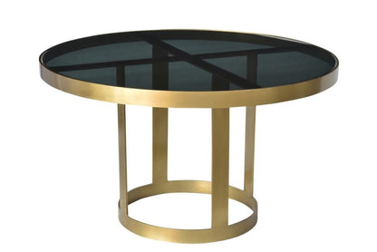 Black & Gold Glass & Iron Round Frame Coffee Table image 2
