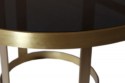 Black & Gold Glass & Iron Round Frame Coffee Table image 4