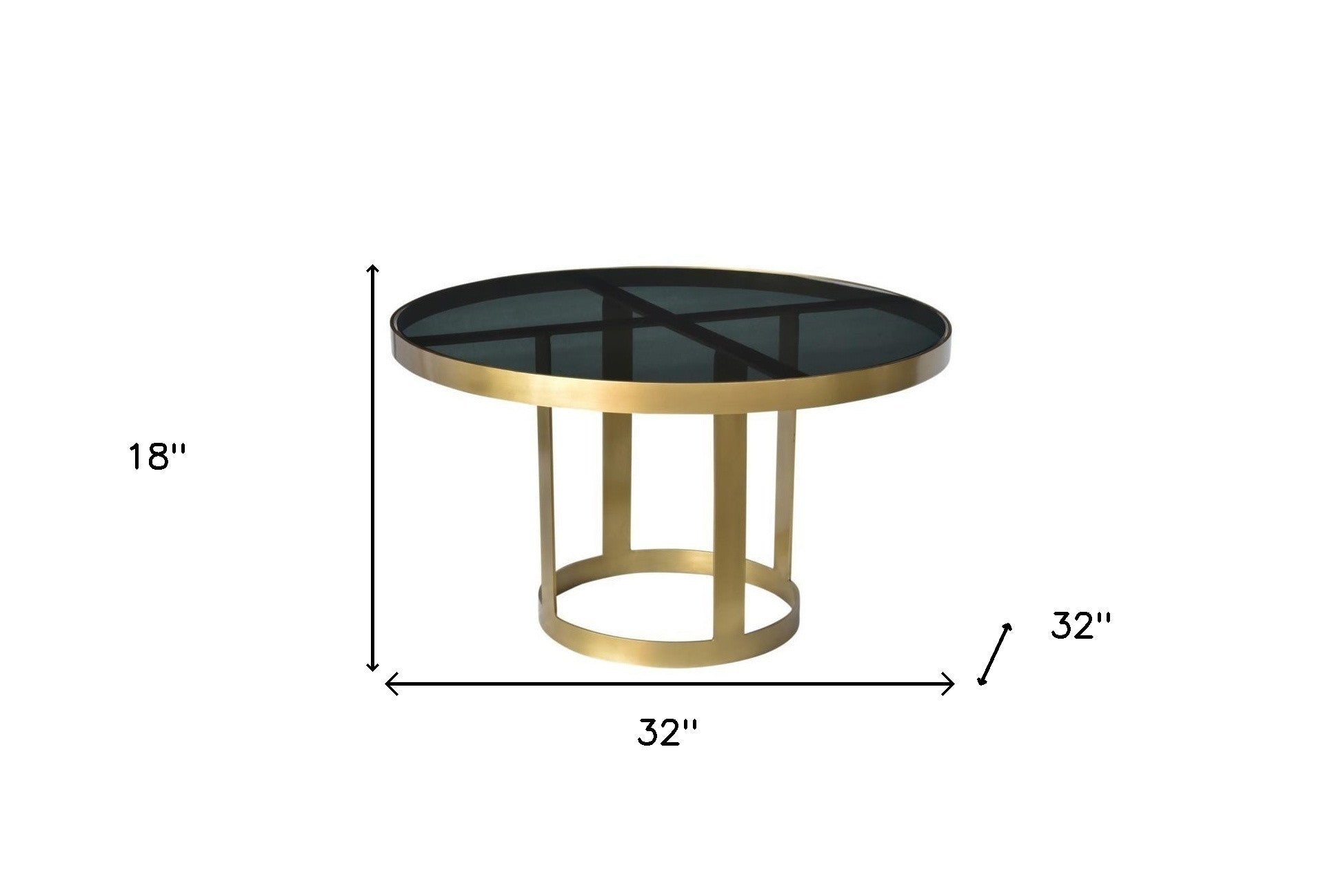 Black & Gold Glass & Iron Round Frame Coffee Table image 5