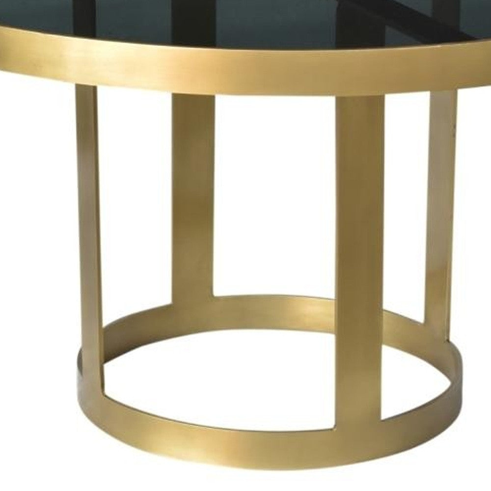 Black & Gold Glass & Iron Round Frame Coffee Table image 3