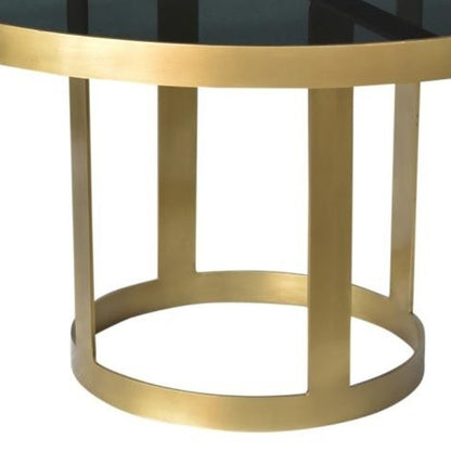 Black & Gold Glass & Iron Round Frame Coffee Table image 3